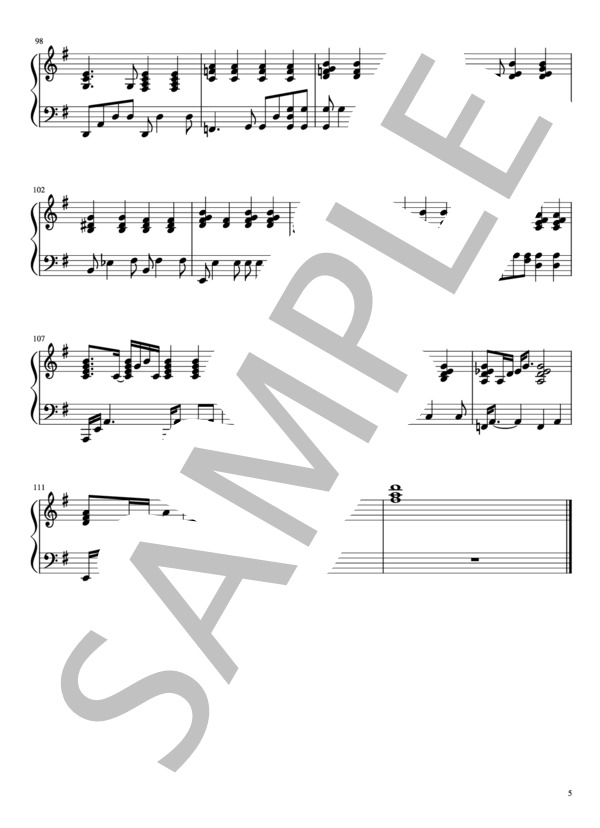 接吻（ピアノ伴奏） (中島 美嘉) / ピアノ弾き語り 初級 - サンプル譜面 5/5