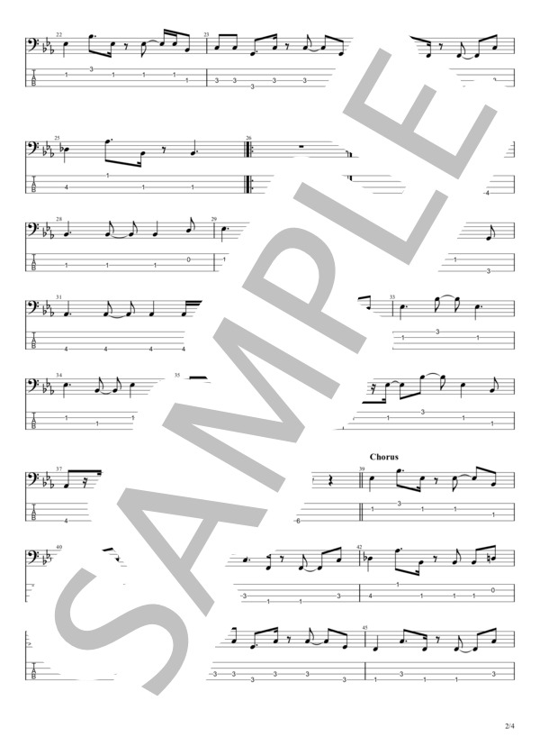 8月のセレナーデ (スガ シカオ) / エレキベース 初〜中級 - サンプル譜面 2/4