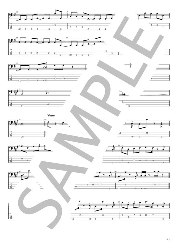 シャミナミ (ジェニーハイ) / エレキベース 初〜中級 - サンプル譜面 3/5