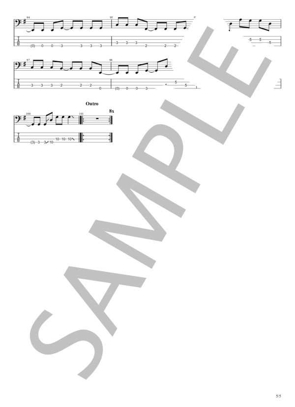 シャミナミ (ジェニーハイ) / エレキベース 初〜中級 - サンプル譜面 5/5