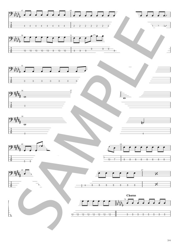 Letter (SHE ’S) / エレキベース 初級 - サンプル譜面 3/4