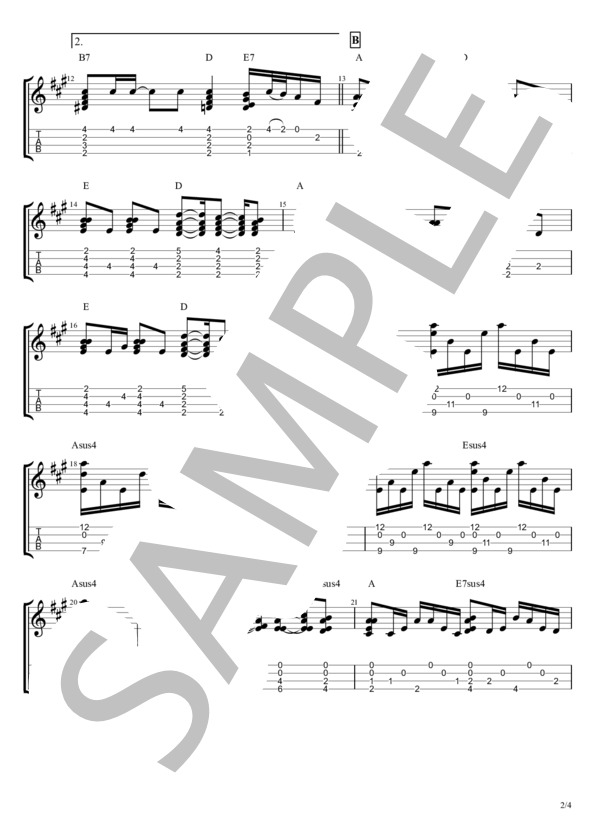 Summer (久石 譲) / ウクレレソロ 上級 - サンプル譜面 2/4