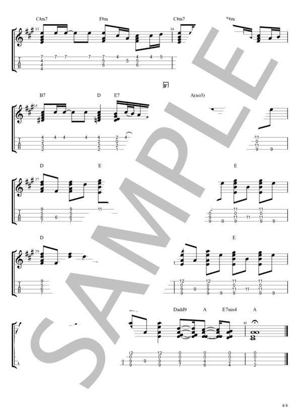 Summer (久石 譲) / ウクレレソロ 上級 - サンプル譜面 4/4