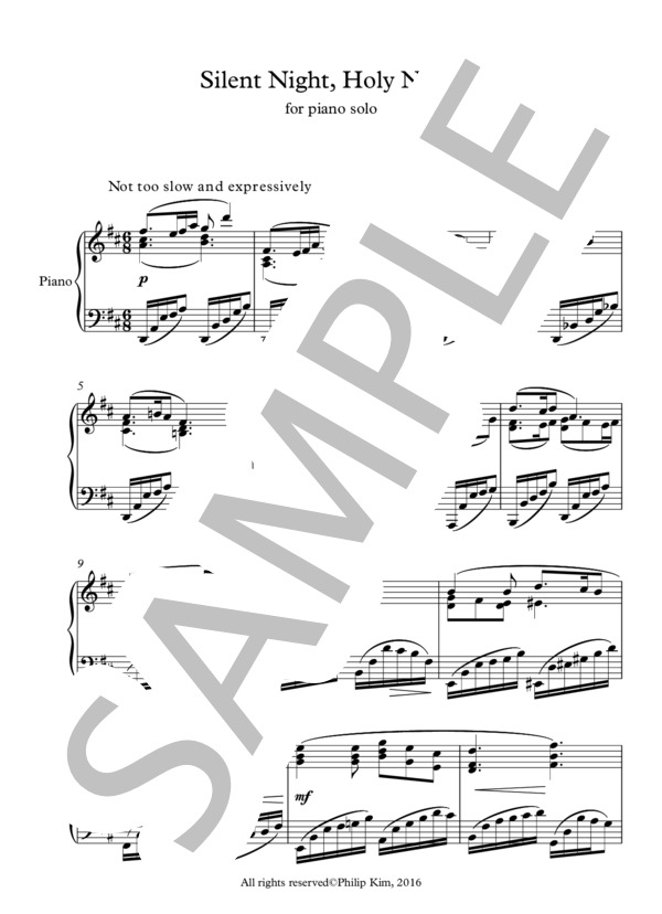 Silent Night (Holy Night)きよしこの夜 (キム フィリップ) / ピアノソロ 中〜上級 - サンプル譜面 2/4