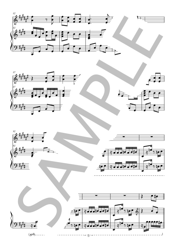 島唄（バスクラリネット＆ピアノ伴奏） (THE BOOM) / 中級 - サンプル譜面 5/5