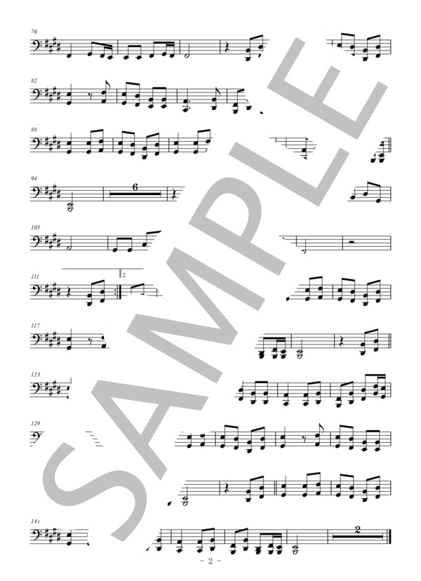 島唄（メロディー譜:チューバ） (THE BOOM) / 中級 - サンプル譜面 2/2