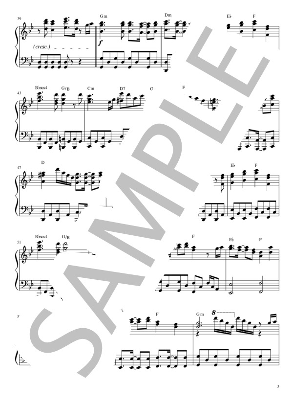 FIRE BIRD (Roselia) / ピアノソロ 中級 - サンプル譜面 3/4