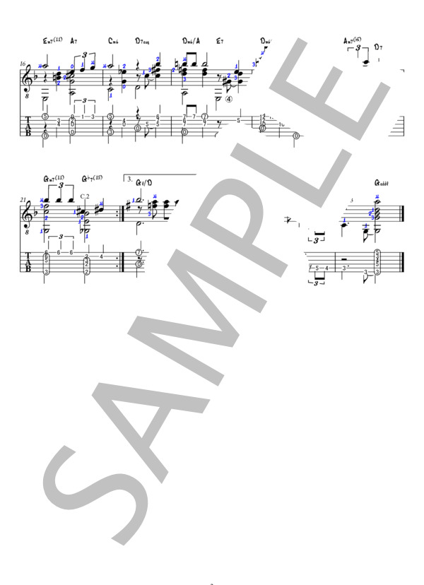 Moonlight Serenade ムーンライト・セレナーデ  /  Alton Glenn Miller (グレン・ミラー) / ギターソロ 初〜中級 - サンプル譜面 2/3