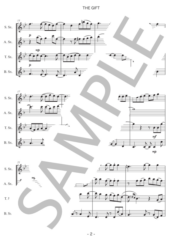 【サックス四重奏】THE GIFT (平井 大) / アンサンブル木管 初〜中級 - サンプル譜面 2/5