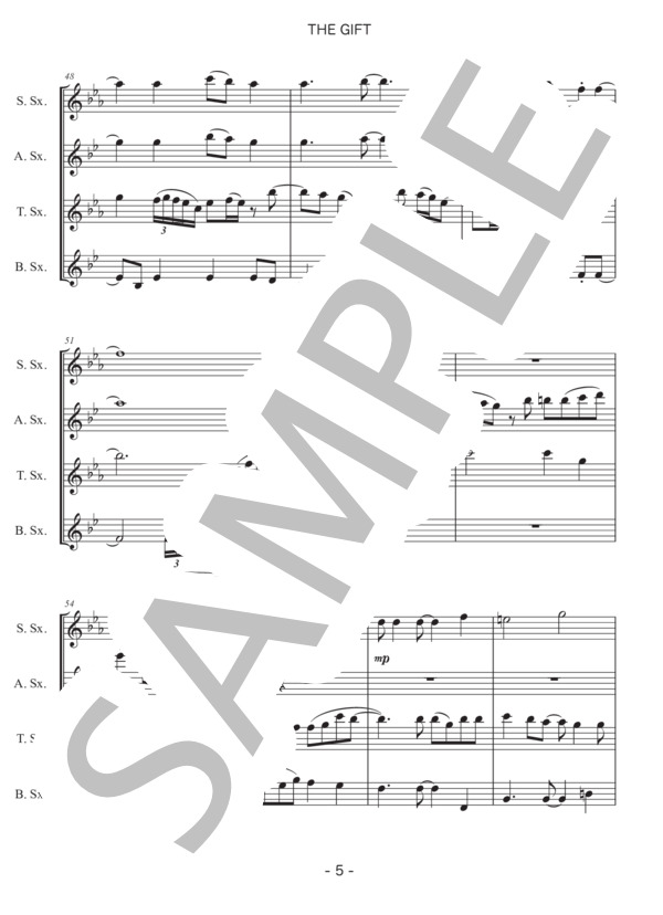 【サックス四重奏】THE GIFT (平井 大) / アンサンブル木管 初〜中級 - サンプル譜面 5/5