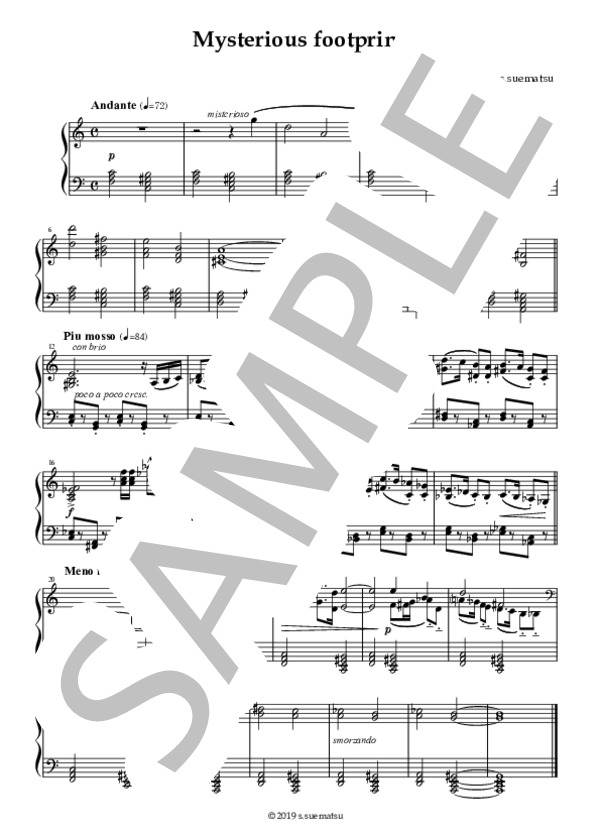不思議な足跡（ピアノソロ） (Seiichiro・Suematsu) / 中級 - サンプル譜面 1/1