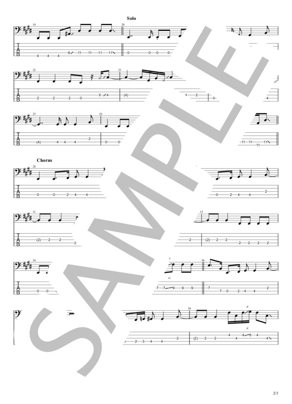 ストーリーの先に (GLIM SPANKY) / エレキベース 初〜中級 - サンプル譜面 2/3