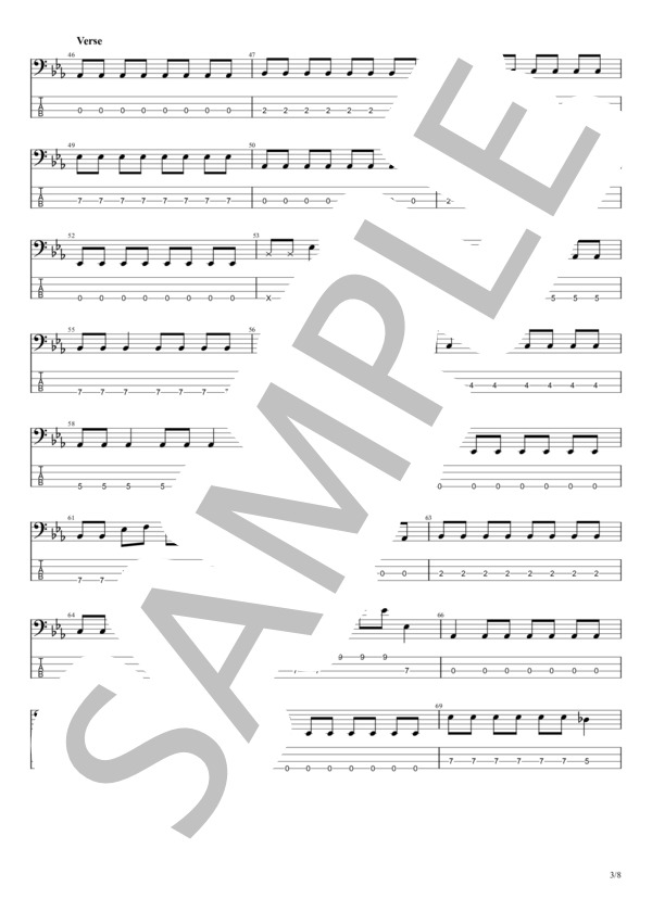 素晴らしい世界 (琴織) / エレキベース 初級 - サンプル譜面 3/5