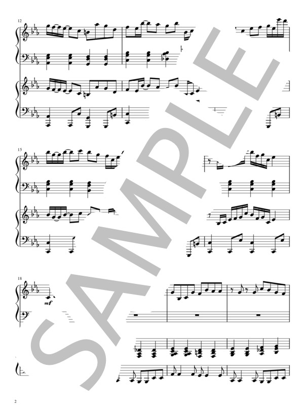 夜に駆ける (YOASOBI) / ピアノ2台4手 上級 - サンプル譜面 2/5