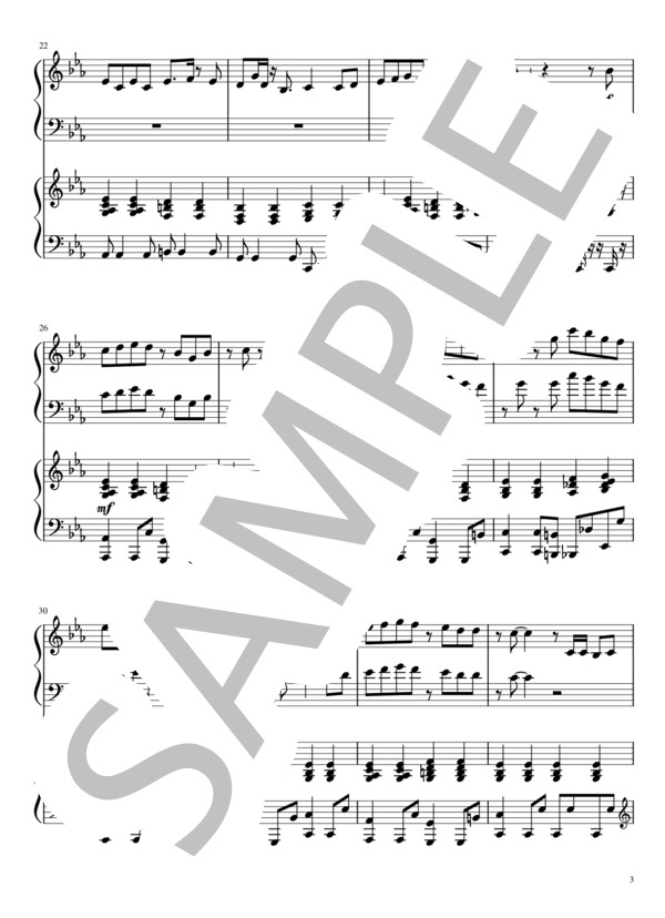 夜に駆ける (YOASOBI) / ピアノ2台4手 上級 - サンプル譜面 3/5