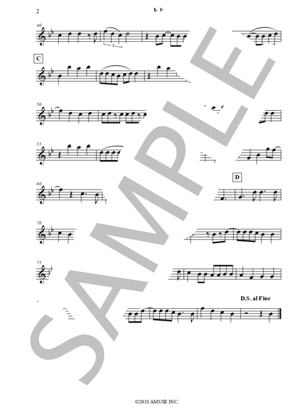 【in E♭】レド  /  須田 景凪【アルトサックス】 / 中級 - サンプル譜面 2/2