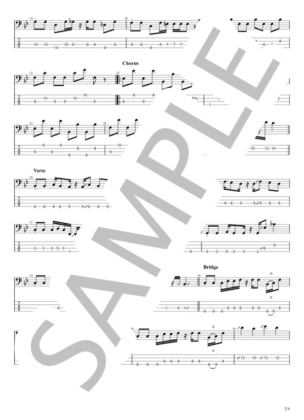 楽譜】SUMMER PLANNING / ハンブレッダーズ (エレキベース / 初〜中級