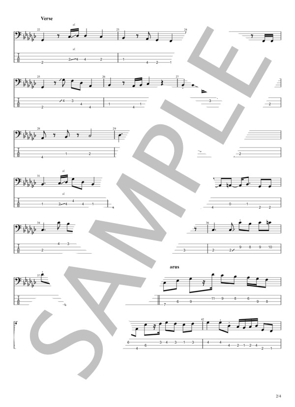 スノースマイル (BUMP OF CHICKEN) / エレキベース 中級 - サンプル譜面 2/4