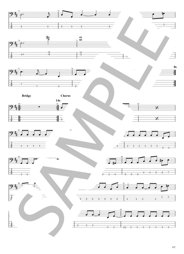 進め、たまに逃げても (チャラン・ポ・ランタン) / エレキベース 中級 - サンプル譜面 4/5