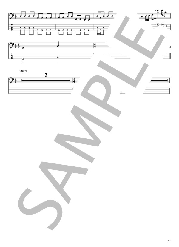 【虹】菅田 将暉 『ベースTAB譜』 / エレキベース 初級 - サンプル譜面 3/3