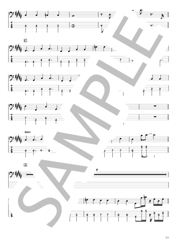 【感電】米津玄師『ベースTAB譜』 (米津 玄師) / エレキベース 初級 - サンプル譜面 2/4