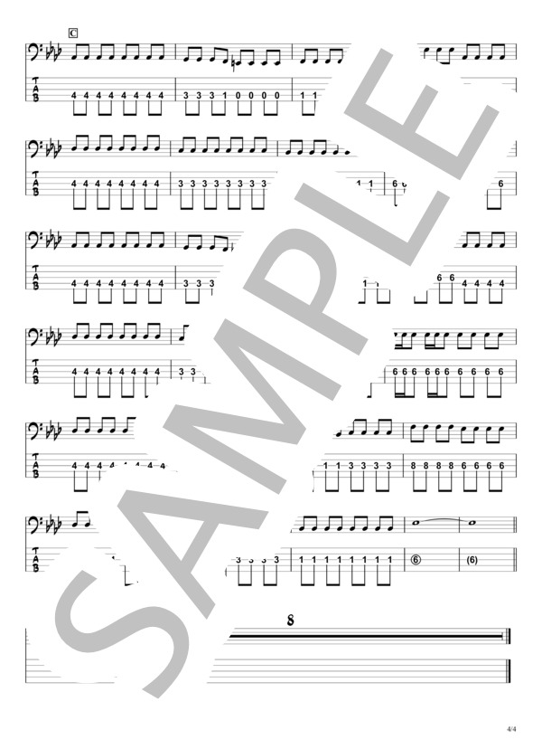 【Pretender】Official髭男dism『ベースTAB譜』☆5弦ベース対応 / エレキベース 初級 - サンプル譜面 4/4