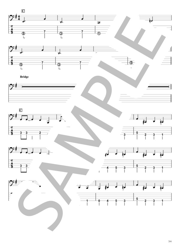 【三文小説】King Gnu『ベースTAB譜』☆5弦ベース対応 / エレキベース 初級 - サンプル譜面 3/4