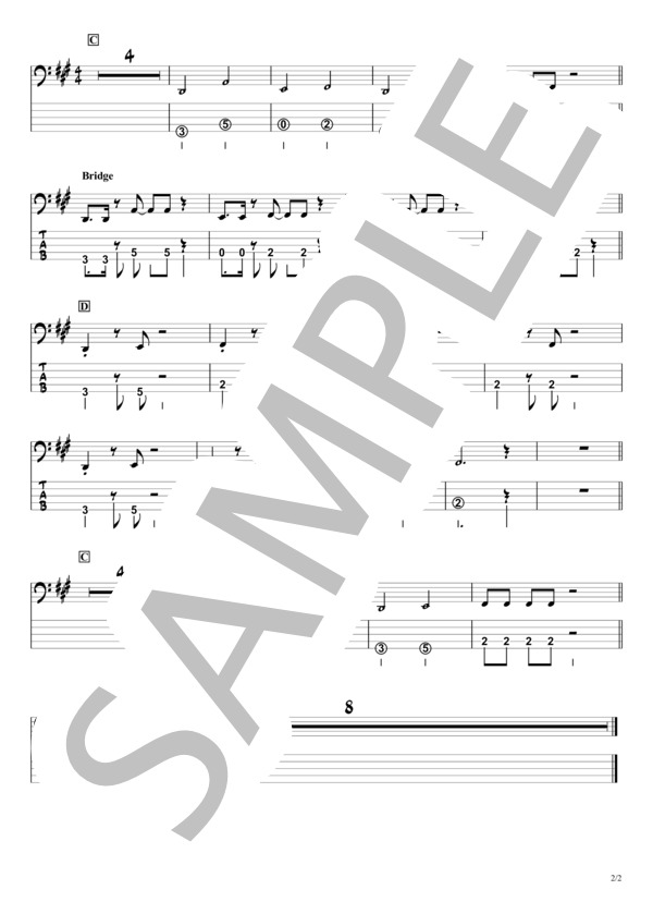 【かくれんぼ】優里 『ベースTAB譜』☆5弦ベース対応 / エレキベース 初級 - サンプル譜面 2/2