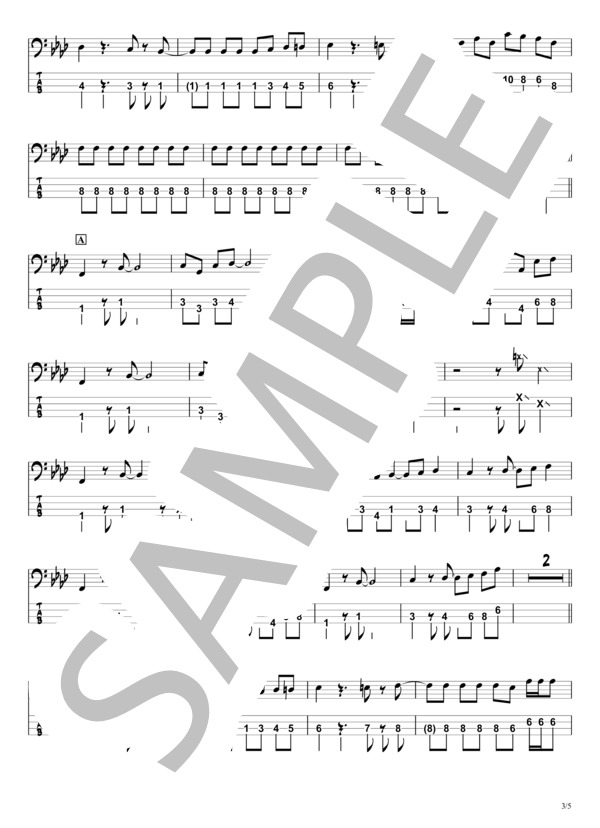 【SUNSHINE】EXILE『ベースTAB譜』☆4弦ベース対応 / エレキベース 中級 - サンプル譜面 3/5