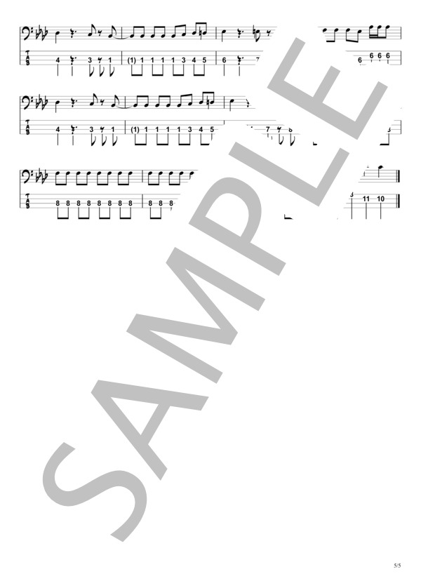 【SUNSHINE】EXILE『ベースTAB譜』☆4弦ベース対応 / エレキベース 中級 - サンプル譜面 5/5