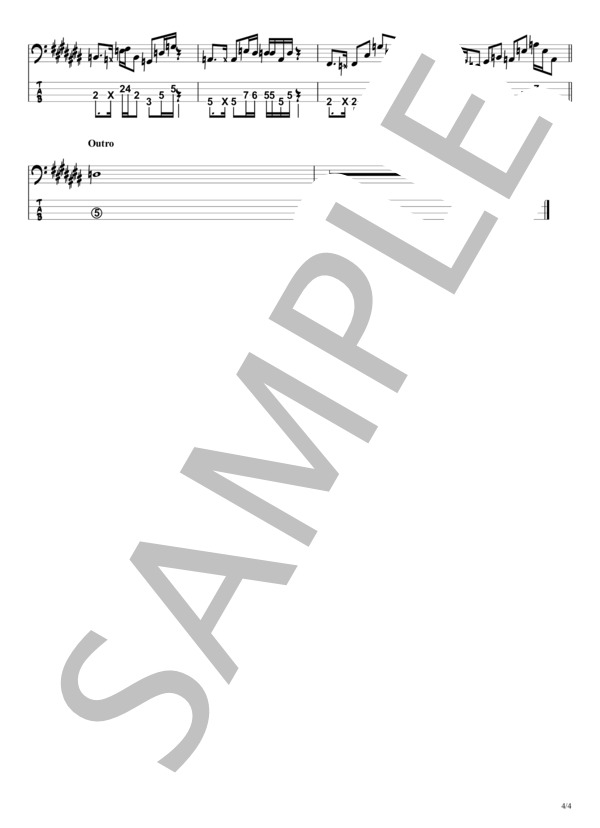 【白日】King Gnu『ベースTAB譜』☆4弦ベース対応 / エレキベース 中級 - サンプル譜面 4/4