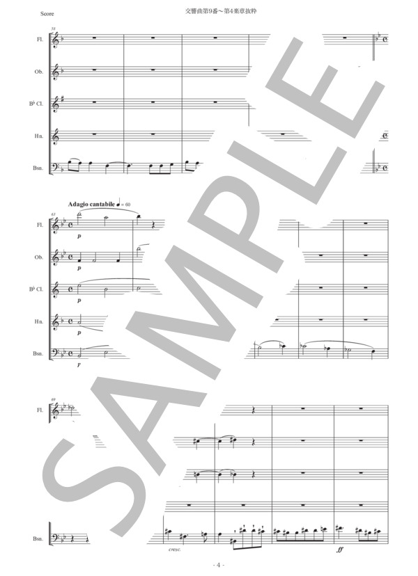 ベートーヴェン「交響曲第9番〜第4楽章抜粋」木管五重奏版 (ルートヴィヒ・ヴァン・ベートーヴェン) / アンサンブル木管 初〜中級 - サンプル譜面 4/5