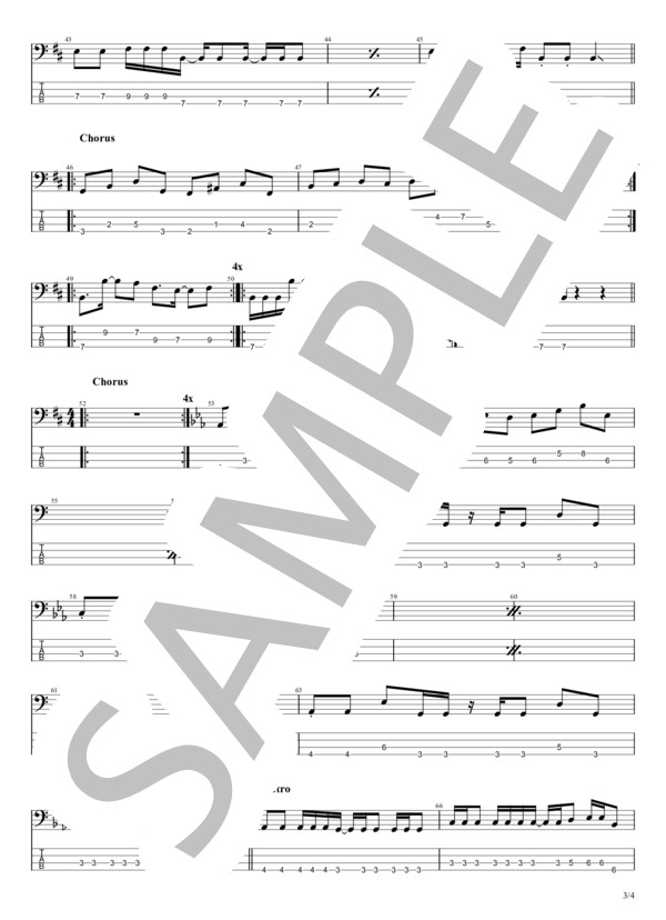 障害とパプリカ (NEE) / エレキベース 初〜中級 - サンプル譜面 3/4