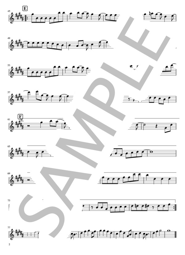 高嶺の花子さん（クラリネット、ソプラノsax) (back number) / 初級 - サンプル譜面 2/2