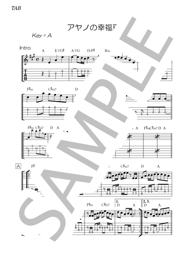 アヤノの幸福理論 (ギターメロディ） (じん（自然の敵P）) / 初〜中級 - サンプル譜面 4/5