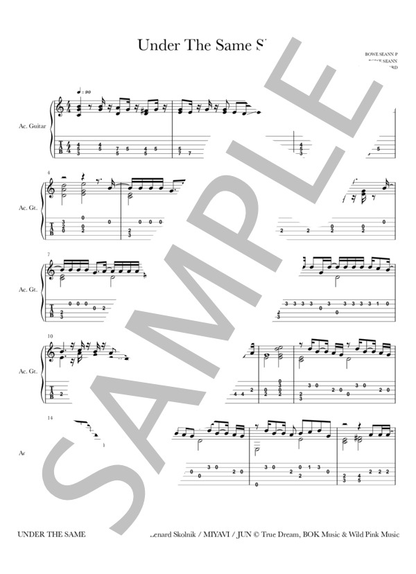 Under The Same Sky (MIYAVI) / ギターソロ 初級 - サンプル譜面 1/3