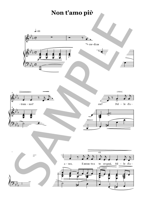 F.トスティ 君なんかもう！ ハ短調 (フランチェスコ・トスティ) / アンサンブルピアノ＋歌 中級 - サンプル譜面 1/5