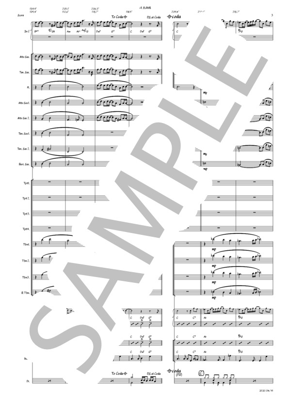 渡良瀬橋（フルバンド歌伴譜_C) (森高 千里) / ビッグバンド 初〜中級 - サンプル譜面 3/5