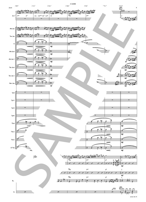 渡良瀬橋（フルバンド歌伴譜_C) (森高 千里) / ビッグバンド 初〜中級 - サンプル譜面 4/5