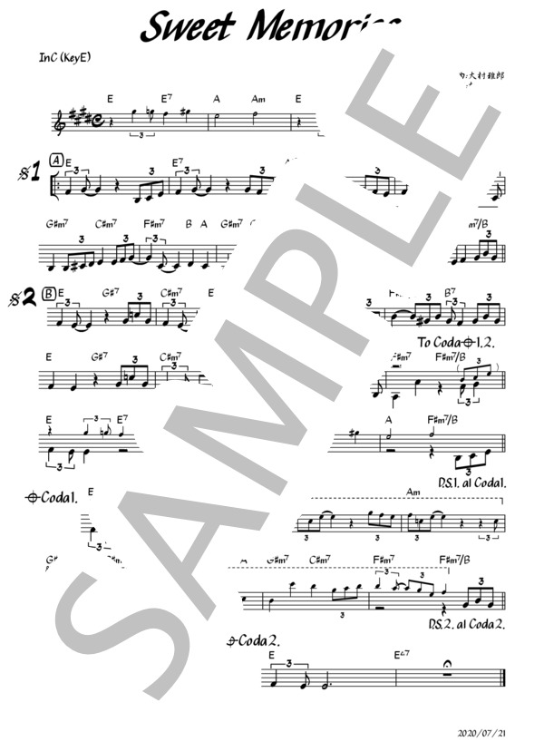 楽譜】Sweet Memories 全Key対応 / 松田 聖子 (その他 / 初〜中級