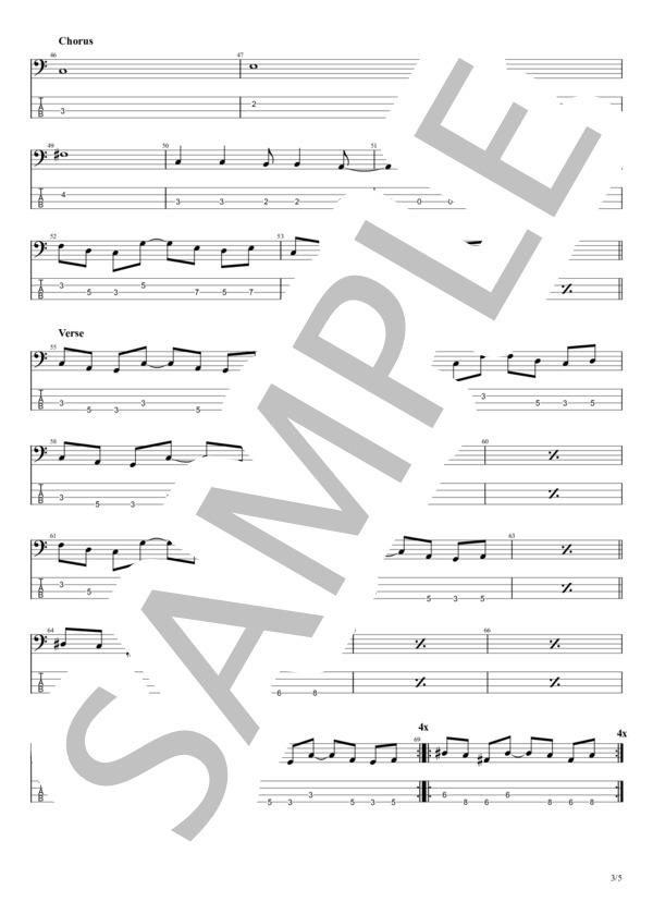 楽しき街角 (RATS&STAR) / エレキベース 初〜中級 - サンプル譜面 3/5