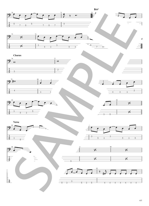 楽しき街角 (RATS&STAR) / エレキベース 初〜中級 - サンプル譜面 4/5