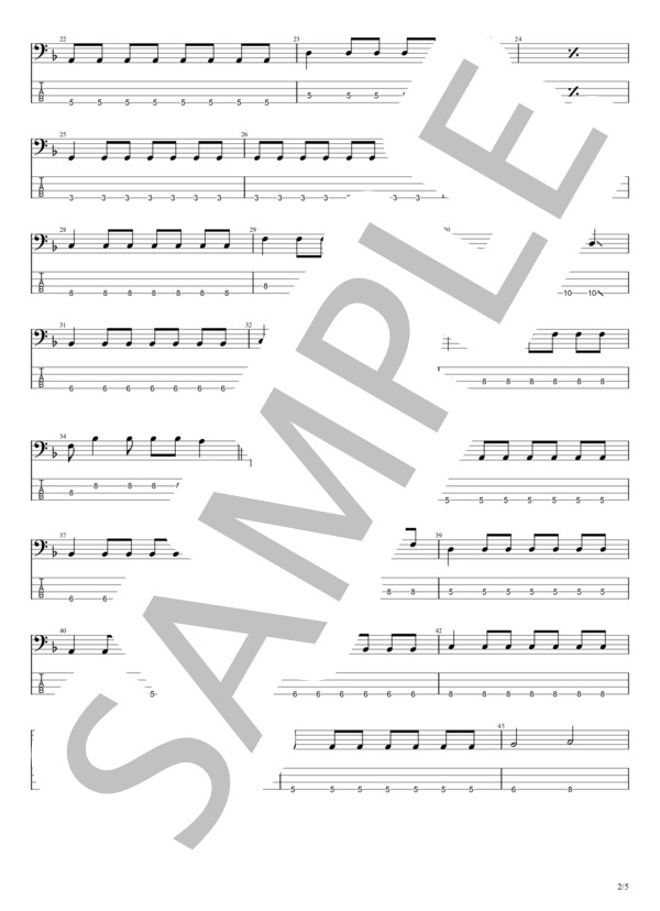 ティーンエイジサンセット (Hump Back) / エレキベース 初〜中級 - サンプル譜面 2/5
