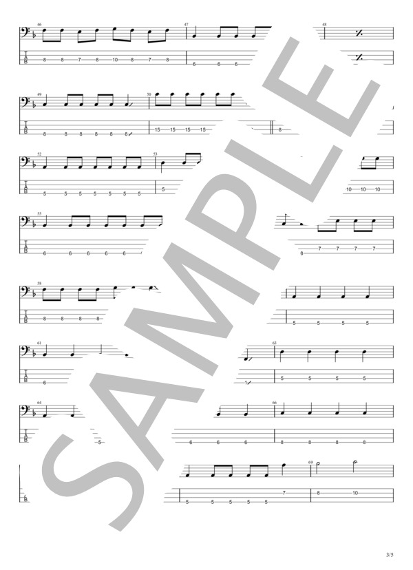 ティーンエイジサンセット (Hump Back) / エレキベース 初〜中級 - サンプル譜面 3/5