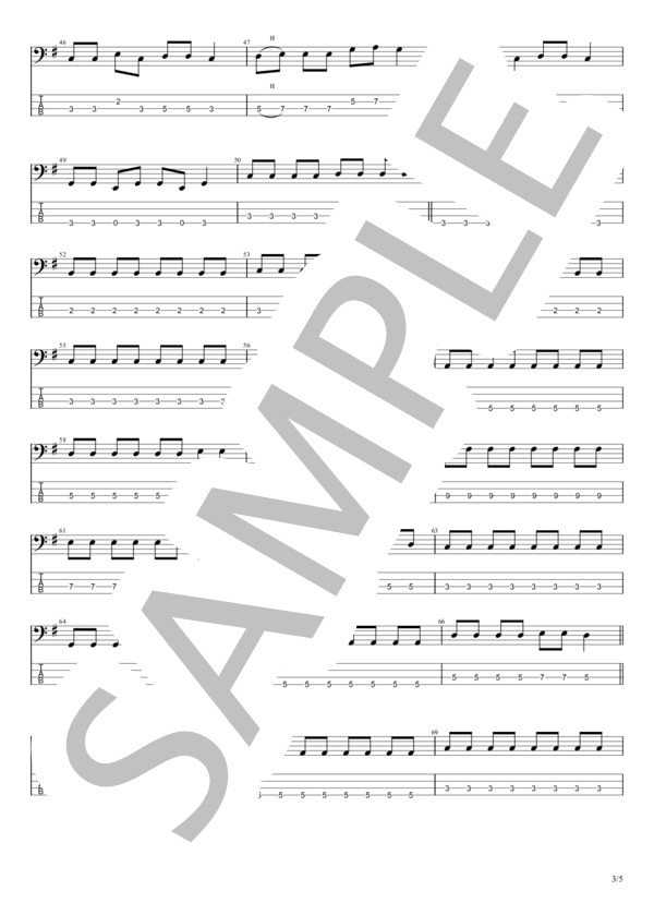 THE DAY (TENDOUJI) / エレキベース 初〜中級 - サンプル譜面 3/5