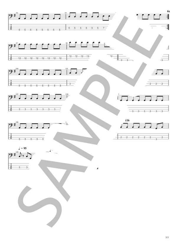 THE DAY (TENDOUJI) / エレキベース 初〜中級 - サンプル譜面 5/5