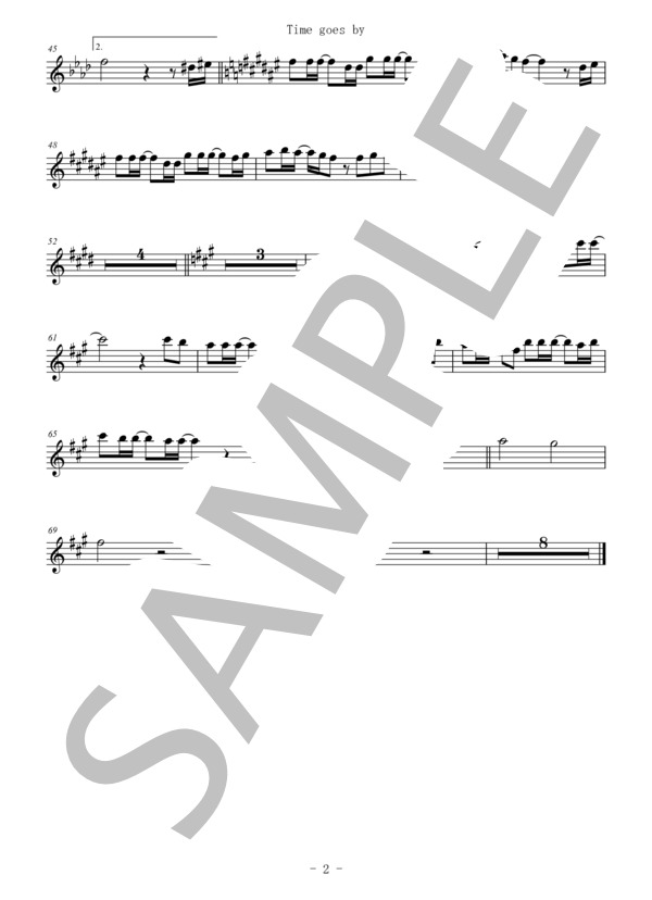 Time goes by(メロディー譜:フルート） (Every Little Thing) / 中〜上級 - サンプル譜面 2/2