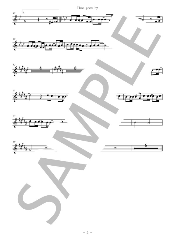 Time goes by(メロディー譜:テナーサックス） (Every Little Thing) / 中〜上級 - サンプル譜面 2/2