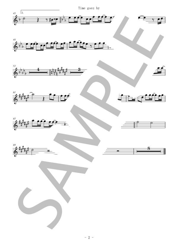 Time goes by(メロディー譜:バリトンサックス） (Every Little Thing) / 中〜上級 - サンプル譜面 2/2