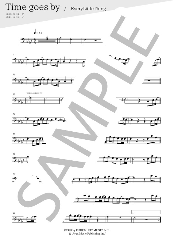 Time goes by(メロディー譜:トロンボーン） (Every Little Thing) / 中〜上級 - サンプル譜面 1/2